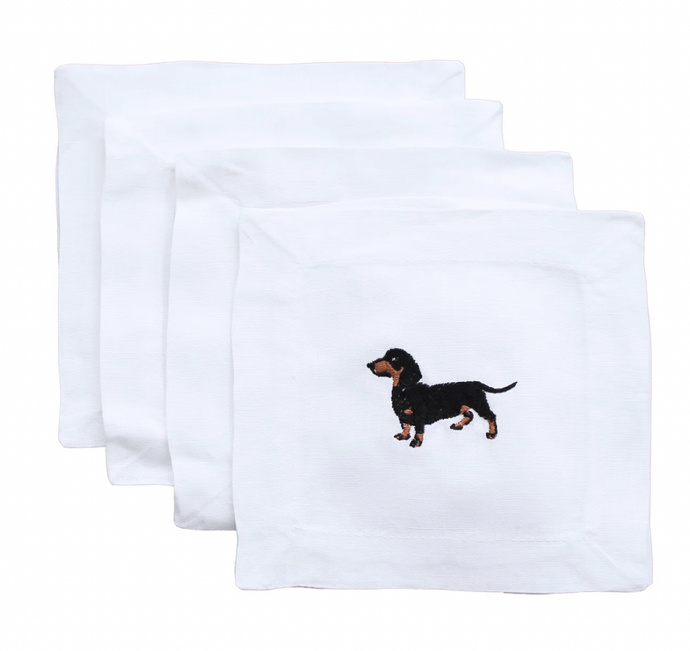 Lettermade Dachshund Linen Cocktail Napkins