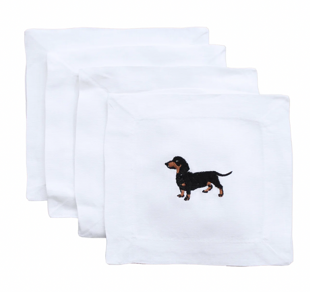 Lettermade Dachshund Linen Cocktail Napkins