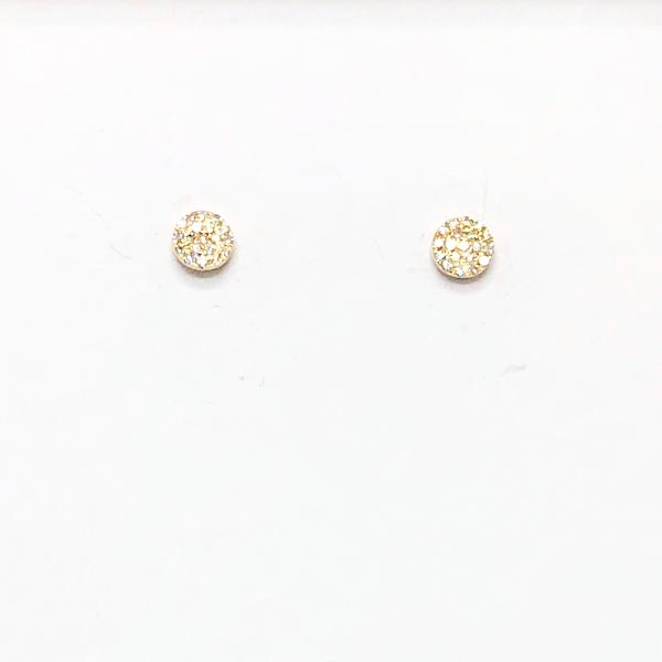 14K Gold Pave Mini Diamond Disc Earrings