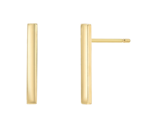 14K Gold Medium Bar Stud Earrings