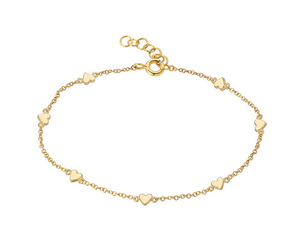 14K Gold Heart Charm Bracelet by Laguna Supply