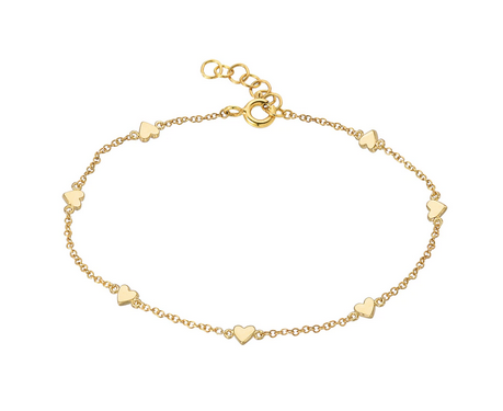 14K Gold Heart Charm Bracelet