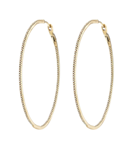 14K Gold Diamond Hoops 1