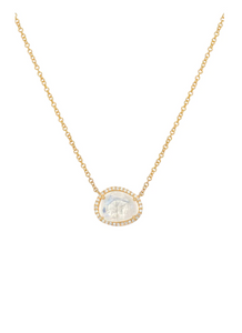 14K Gold Diamond Moonstone Necklace