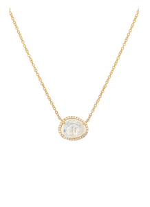 14K Gold Diamond Moonstone Necklace by Laguna Supply