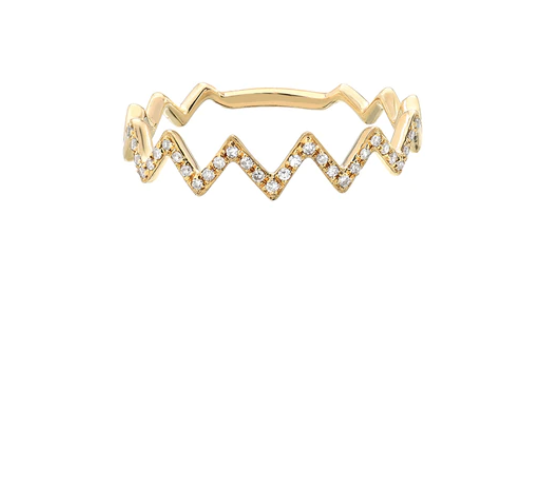 14K Gold Diamond Zig Zag Ring